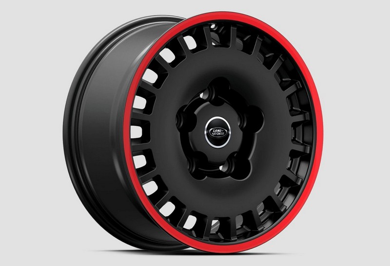 Project Kahn Huntsman 1945 Retro Classic Light Alloy Wheels - 8x18" Matt Black with Red Stripe for Defender 90/110 - Image 11