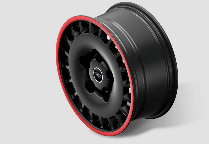 Project Kahn Huntsman 1945 Retro Classic Light Alloy Wheels - 8x18" Matt Black with Red Stripe for Defender 90/110 - Image 12