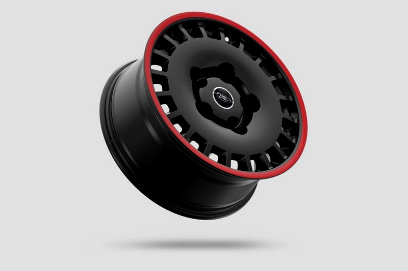 Project Kahn Huntsman 1945 Retro Classic Light Alloy Wheels - 8x18" Matt Black with Red Stripe for Defender 90/110 - Image 13
