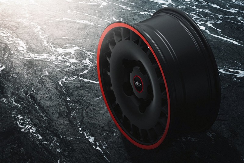 Project Kahn Huntsman 1945 Retro Classic Light Alloy Wheels - 8x18" Matt Black with Red Stripe for Defender 90/110 - Image 16