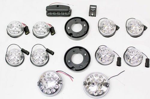 73mm Clear LED Light Kit with 95mm Fog & Reverse for Defender