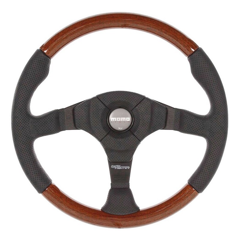 MOMO Dark Fighter Wood Steering Wheel - 350mm for Land Rover Defender