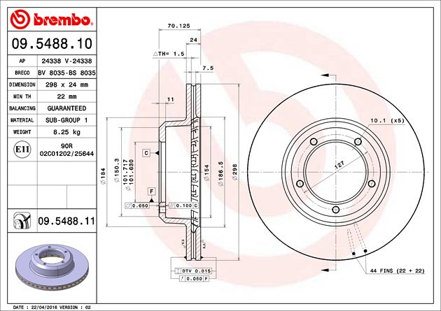 Brembo Brake Disc Painted for Defender 09.5488.11 - Image 2