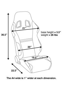Corbeau A4 Black Microsuede Wide Reclining Racing Seat - Image 2