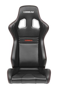 Corbeau Evolution X Black Vinyl/Carbon Red Stitch - Fixed Back Racing Seat - Image 4