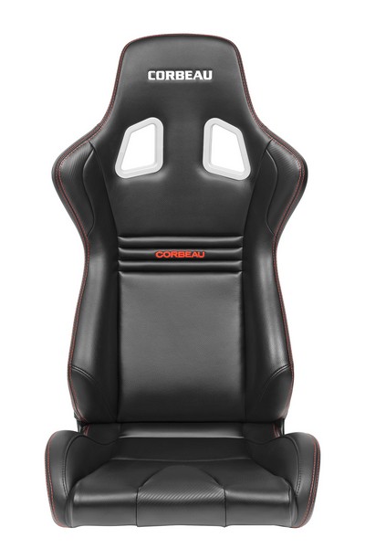 Corbeau Evolution X Black Vinyl/Carbon Red Stitch - Fixed Back Racing Seat - Image 4