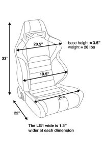 Corbeau LG1 Black Vinyl/Red Cloth - Reclining Seat - Image 2