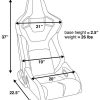 Corbeau RRB Black Vinyl/Carbon Diamond Red Stitch - Reclining Seat - Image 2