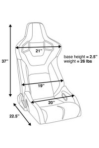 Corbeau RRB Black Vinyl/Carbon Diamond White Stitch - Reclining Seat - Image 2