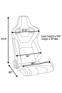 Corbeau RRS Black Vinyl Diamond/White Stitch - Reclining Seat - Image 2
