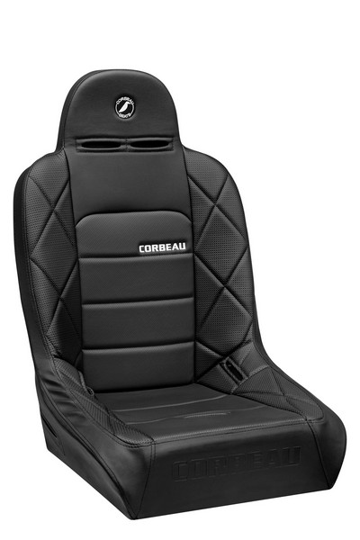 Corbeau Baja JP Black Vinyl/Black HD Vinyl Wide Fixed Back Suspension Seat