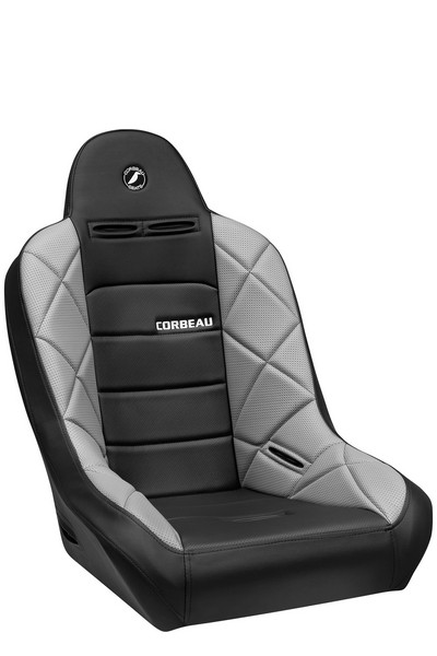 Corbeau Baja JP Black Vinyl/Grey HD Vinyl Fixed Back Suspension Seat