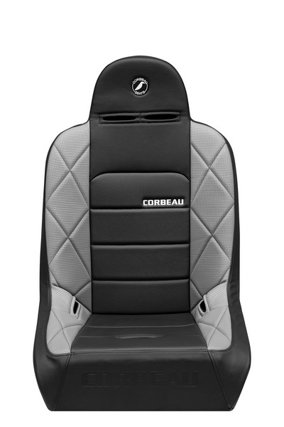 Corbeau Baja JP Black Vinyl/Grey HD Vinyl Wide Fixed Back Suspension Seat - Image 2