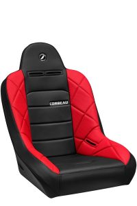 Corbeau Baja JP Black Vinyl/Red HD Vinyl Fixed Back Suspension Seat