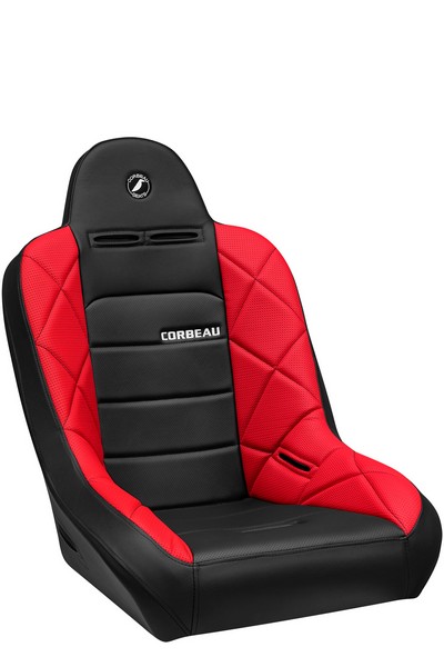 Corbeau Baja JP Black Vinyl/Red HD Vinyl Fixed Back Suspension Seat