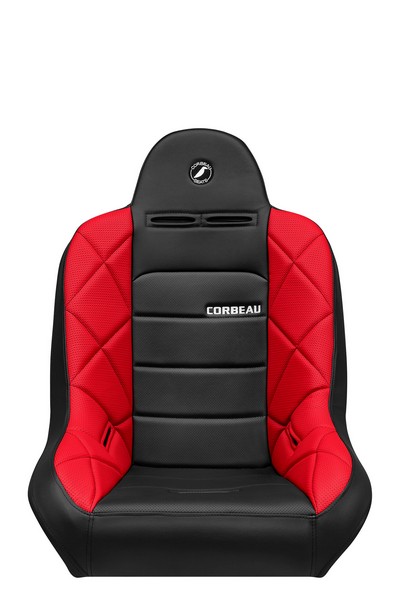 Corbeau Baja JP Black Vinyl/Red HD Vinyl Fixed Back Suspension Seat - Image 3
