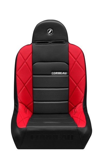 Corbeau Baja JP Black Vinyl/Red HD Vinyl Wide Fixed Back Suspension Seat - Image 3