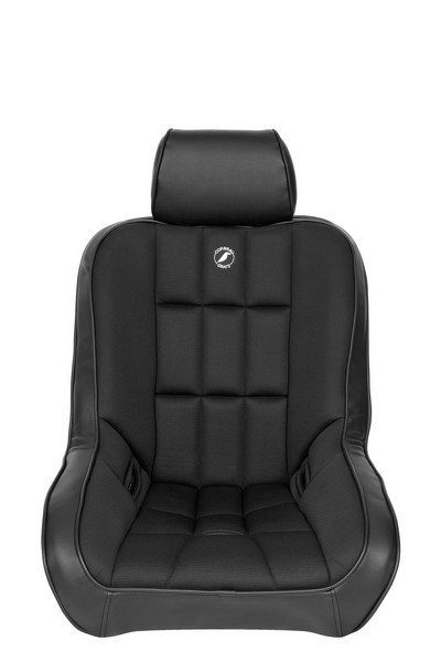 Corbeau Baja Low Back Black Vinyl/Cloth with Headrest Fixed Back Suspension Seat