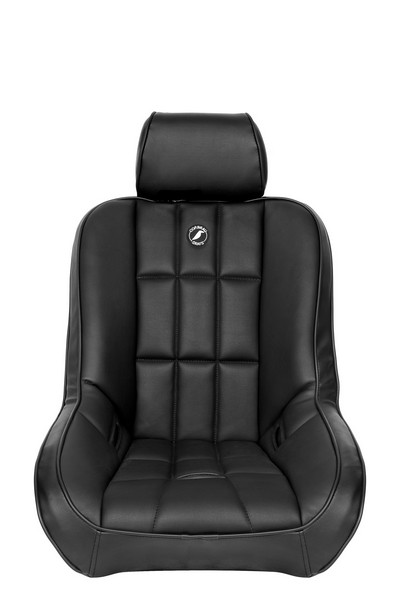 Corbeau Baja Low Back Black Vinyl with Headrest Fixed Back Suspension Seat