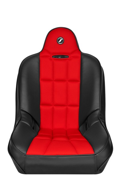 Corbeau Baja SS Black Vinyl/Red Cloth Fixed Back Suspension Seat - Image 4