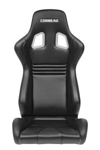 Corbeau Evolution X Black Vinyl/Carbon Black Stitch - Fixed Back Racing Seat - Image 5