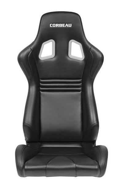 Corbeau Evolution X Black Vinyl/Carbon Black Stitch - Fixed Back Racing Seat - Image 5