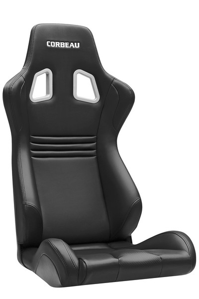 Corbeau Evolution X Black Vinyl/Carbon Black Stitch - Fixed Back Racing Seat