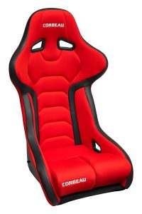 Corbeau FX1 Red Cloth/Black Vinyl - Fixed Back Racing Seat