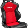 Corbeau LG1 Black Vinyl/Red Cloth - Reclining Seat