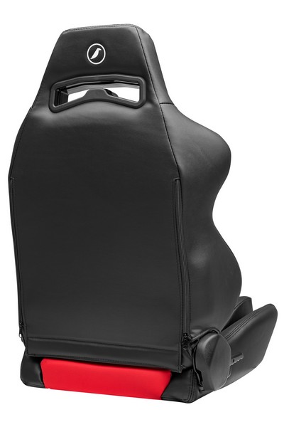 Corbeau LG1 Black Vinyl/Red Cloth - Reclining Seat - Image 4