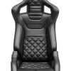 Corbeau RRB Black Vinyl/Carbon Diamond White Stitch - Reclining Seat - Image 3