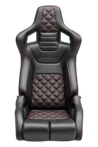 Corbeau RRB Black Vinyl/Carbon Diamond Red Stitch - Reclining Seat - Image 3