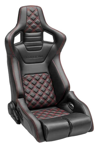 Corbeau RRB Black Vinyl/Carbon Diamond Red Stitch - Reclining Seat