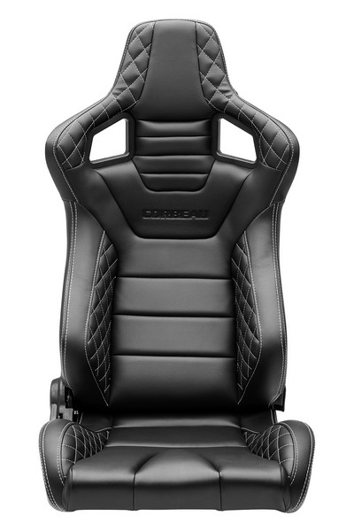 Corbeau RRS Black Vinyl Diamond/White Stitch - Reclining Seat - Image 3