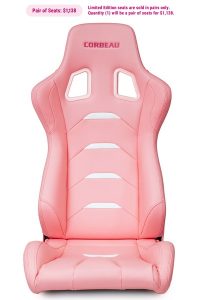Corbeau Evolution X Pink Vinyl/White Tab (Pair of Seats) Fixed Back Racing Seat - Image 3