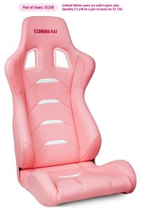 Corbeau Evolution X Pink Vinyl/White Tab (Pair of Seats) Fixed Back Racing Seat