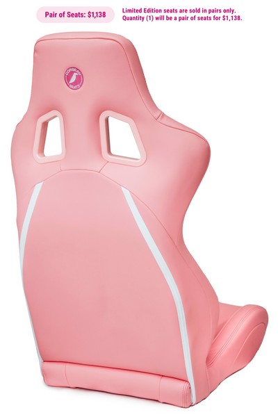 Corbeau Evolution X Pink Vinyl/White Tab (Pair of Seats) Fixed Back Racing Seat - Image 4