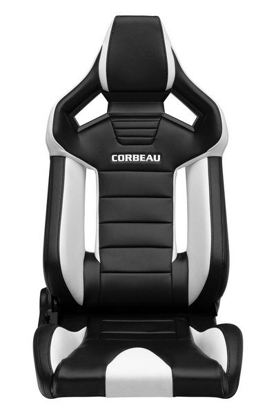 Corbeau FXR Black & White Vinyl/White FRP Shell Reclining Seat - Image 3