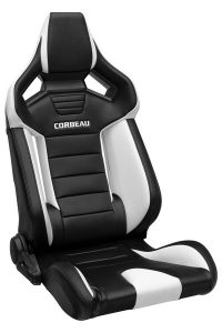 Corbeau FXR Black & White Vinyl/White FRP Shell Reclining Seat