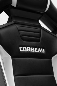 Corbeau FXR Black & White Vinyl/White FRP Shell Reclining Seat - Image 4